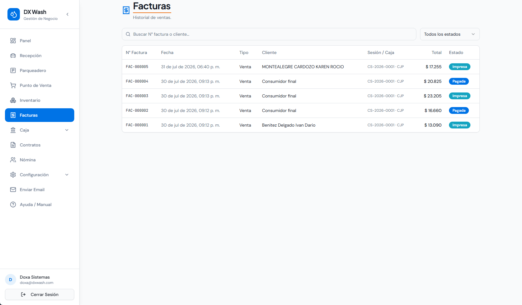 Facturación y factura electrónica